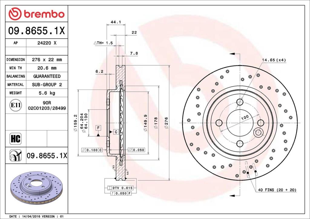 Discos de travão BREMBO 09.8655.1X
