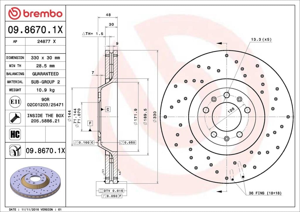 Discos de freno BREMBO ref. 09.8670.1X