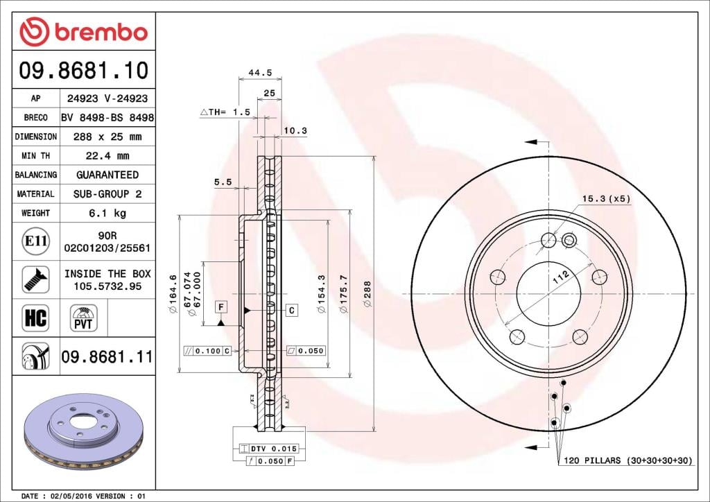 Disques de frein BREMBO 09.8681.11