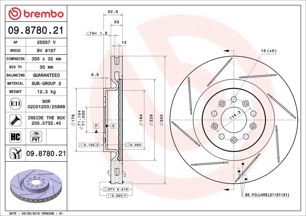 Discos de freno BREMBO ref. 09.8780.21