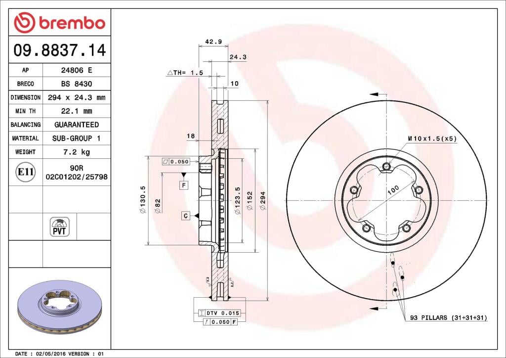 Discos de freno BREMBO ref. 09.8837.14