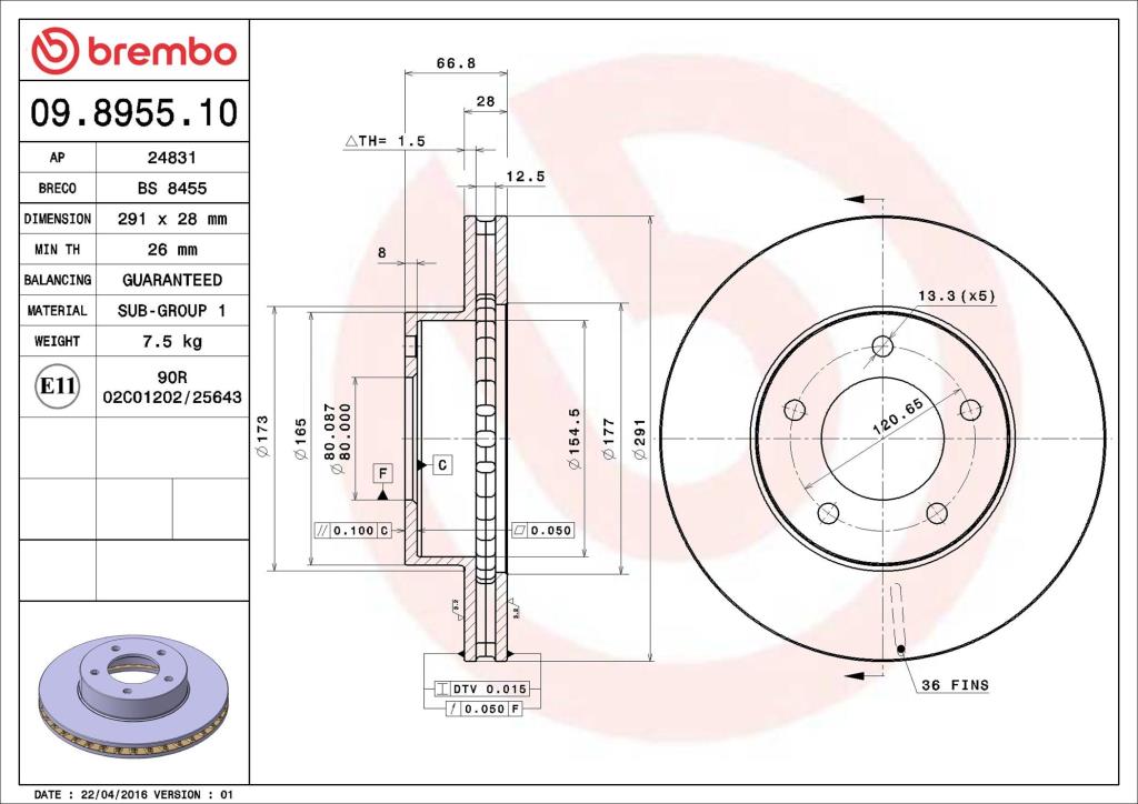 Discos de freno BREMBO ref. 09.8955.10