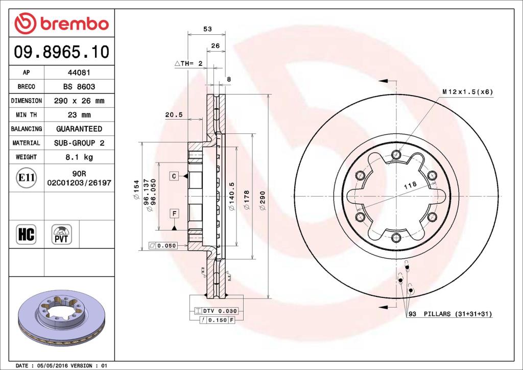 Discos de travão BREMBO 09.8965.10