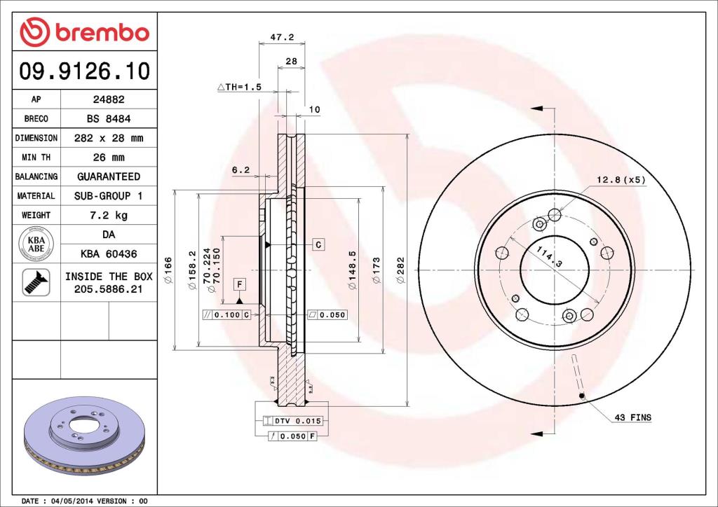 Discos de freno BREMBO ref. 09.9126.10