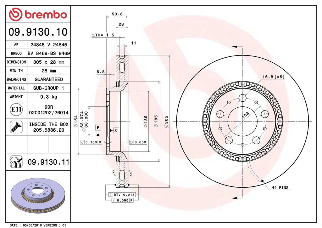 Discos de travão BREMBO 09.9130.11