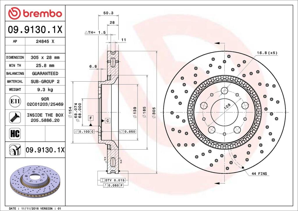 Discos de freno BREMBO ref. 09.9130.1X