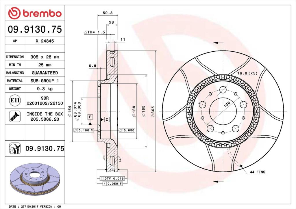 Discos de freno BREMBO ref. 09.9130.75