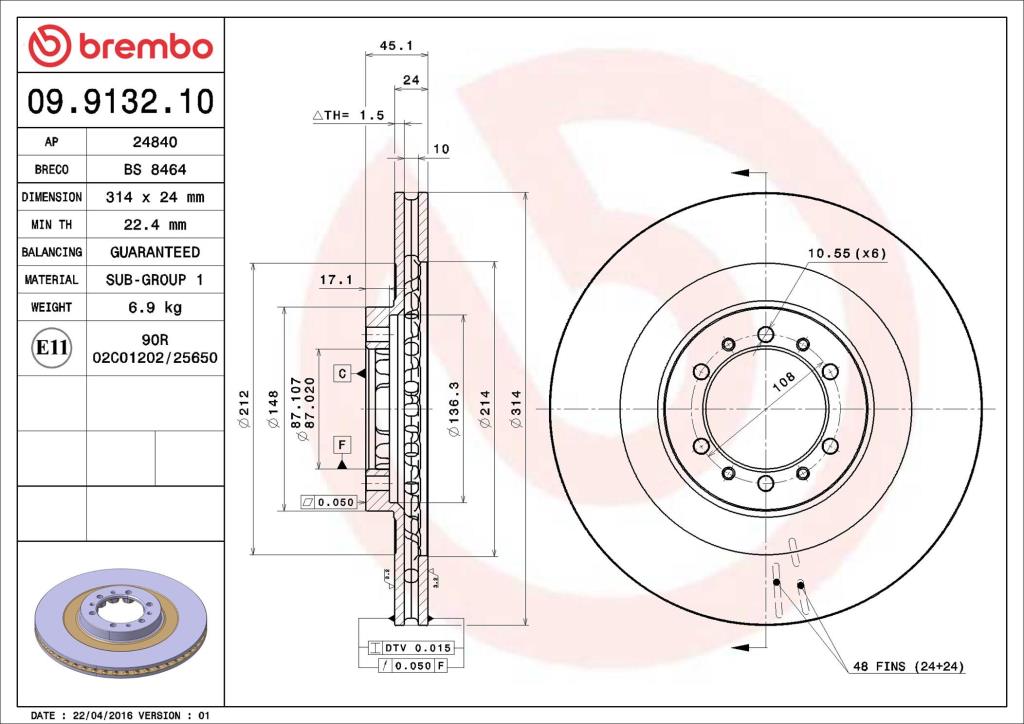 Discos de freno BREMBO ref. 09.9132.10