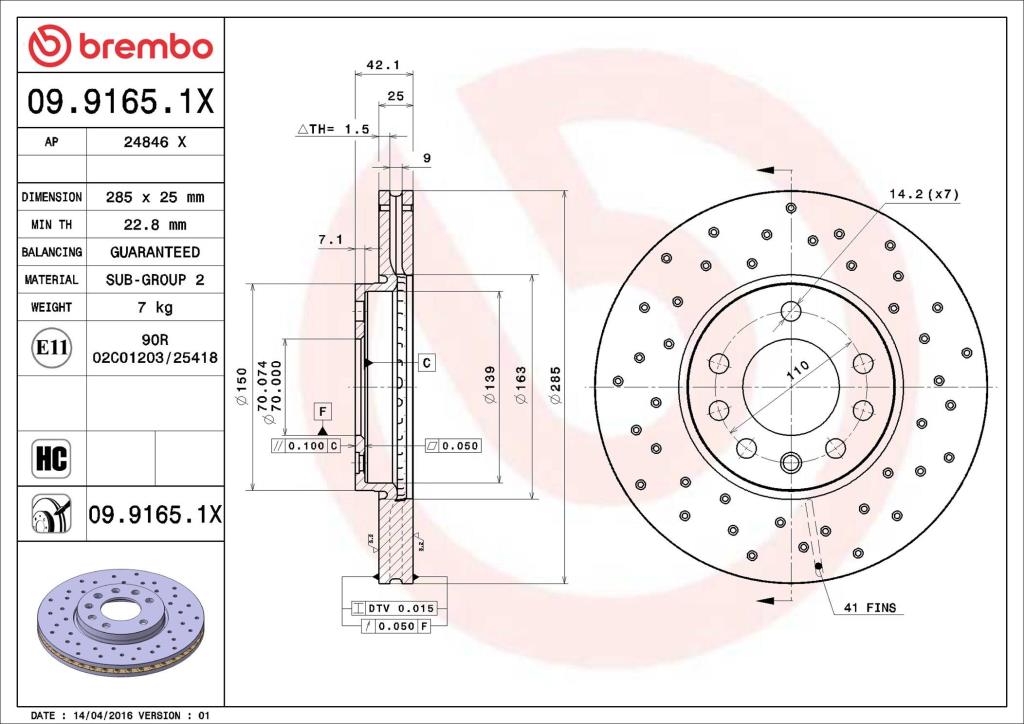 Discos de travão BREMBO ref. 09.9165.1X