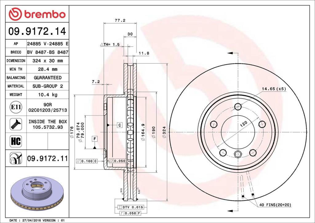 Disques de frein BREMBO 09.9172.11