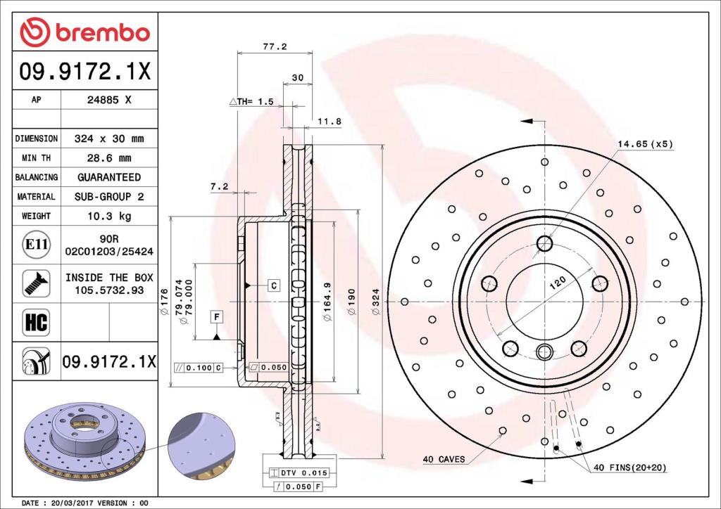 Disques de frein BREMBO 09.9172.1X