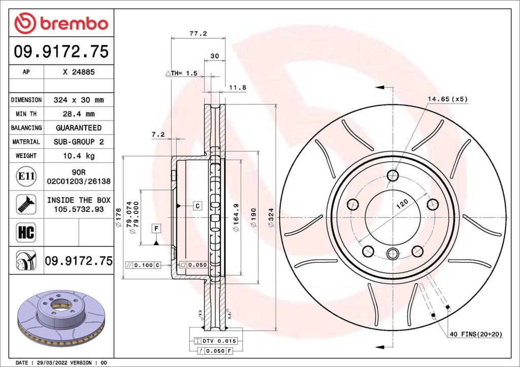 Discos de travão BREMBO 09.9172.75