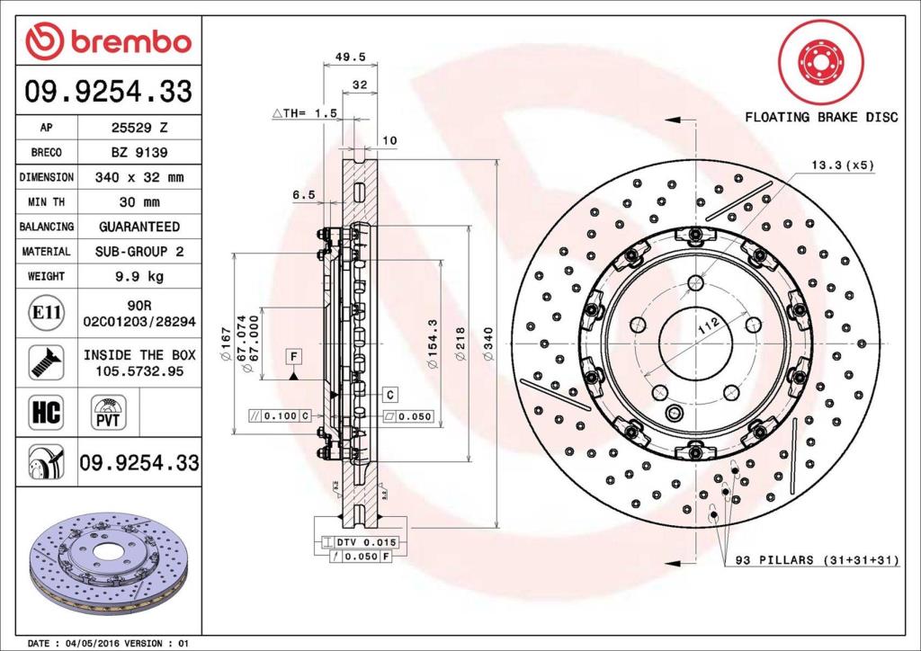 Discos de travão BREMBO 09.9254.33