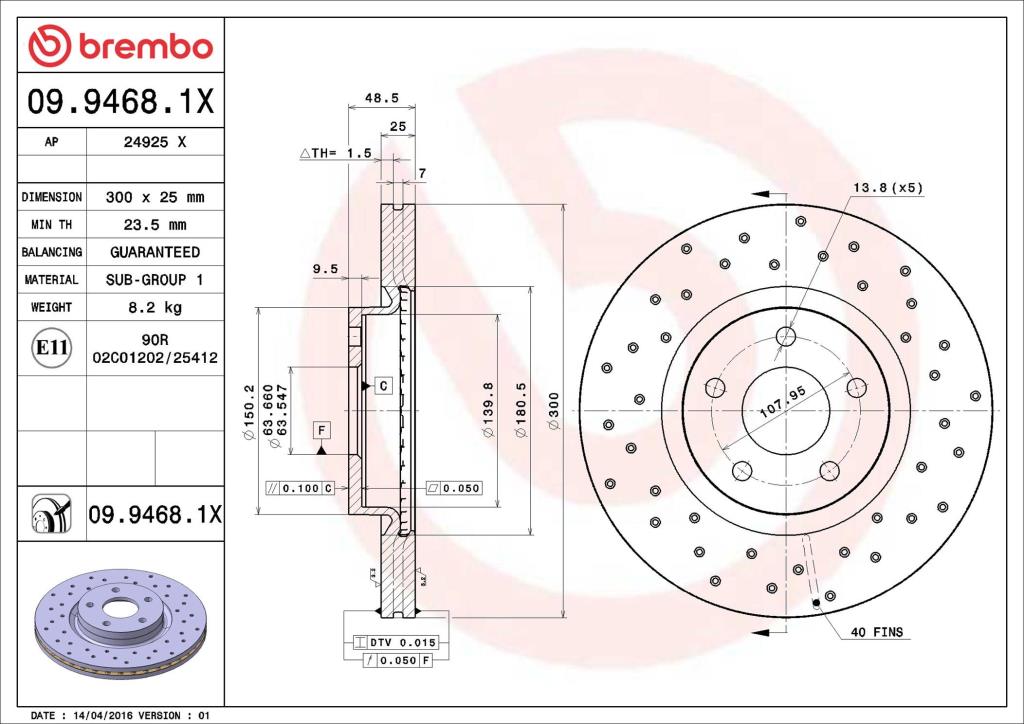 Discos de travão BREMBO 09.9468.1X