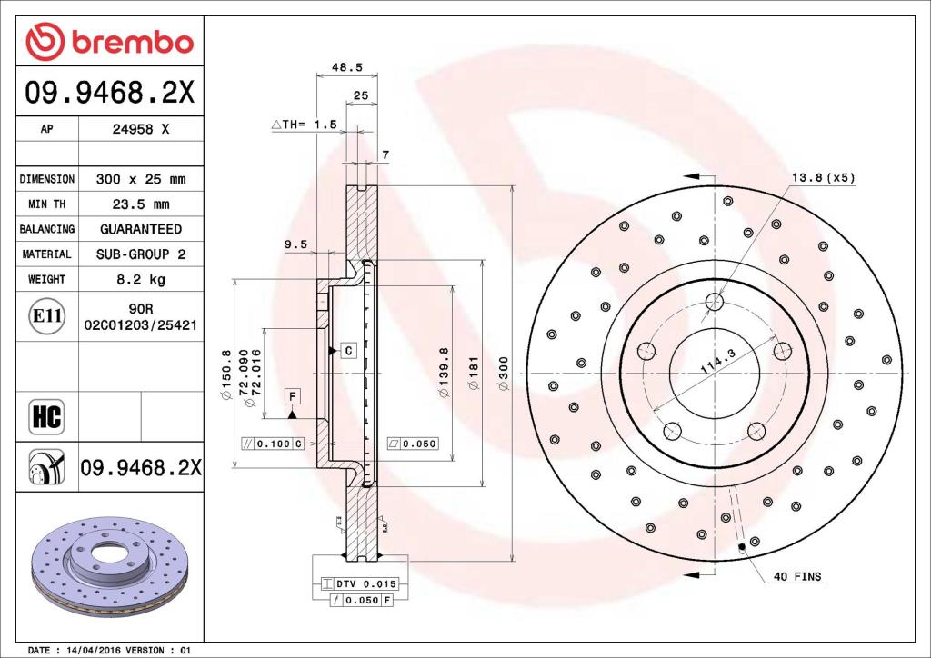 Discos de freno BREMBO ref. 09.9468.2X
