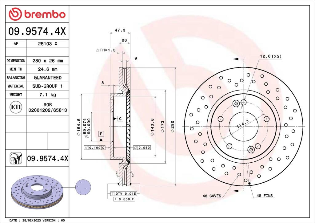 Discos de freno BREMBO ref. 09.9574.4X