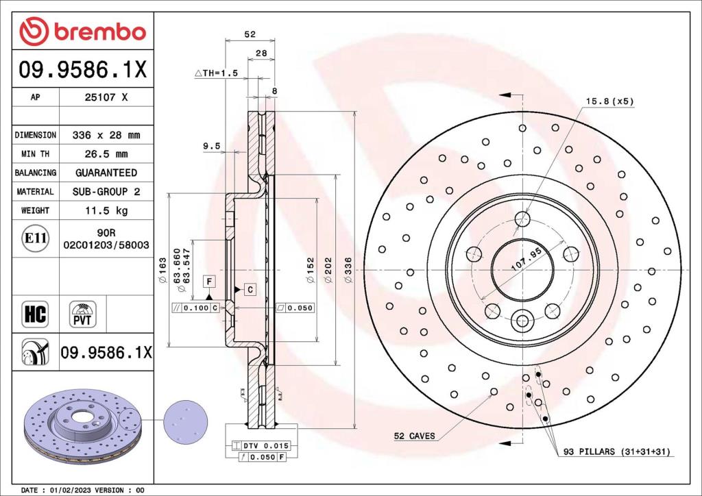 Discos de travão BREMBO ref. 09.9586.1X