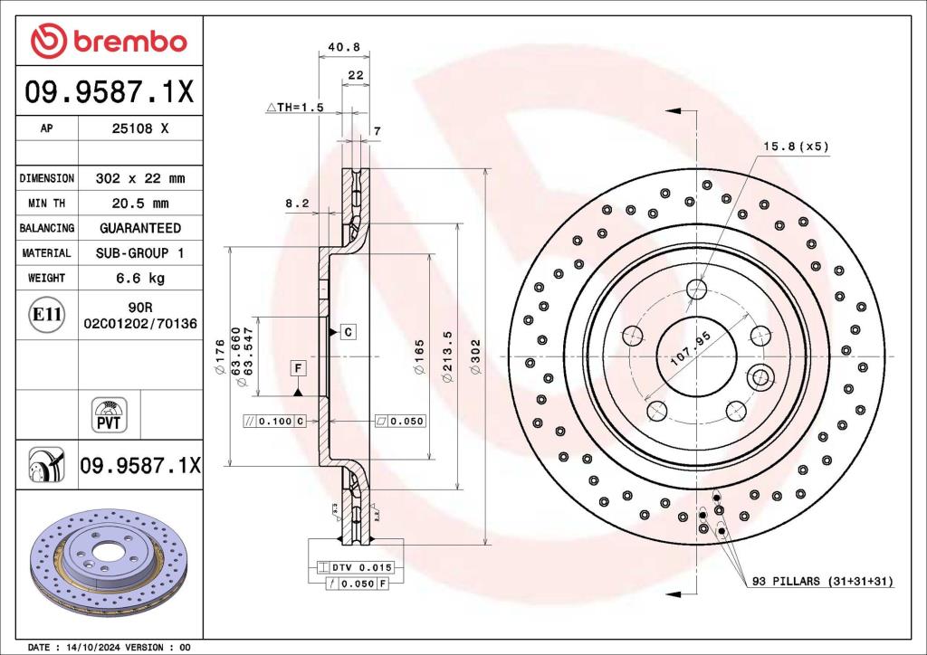 Disques de frein BREMBO 09.9587.1X