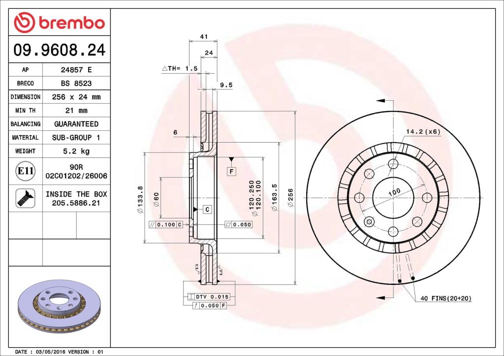 Discos de freno BREMBO ref. 09.9608.24