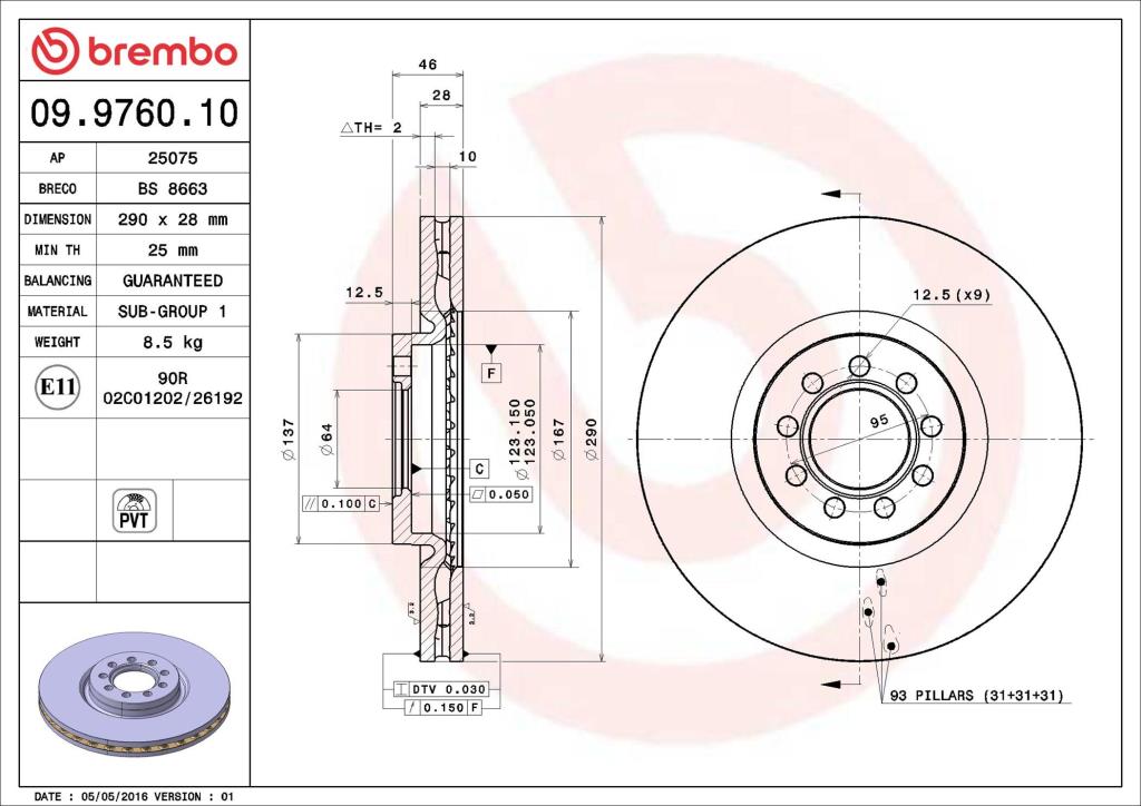 Discos de freno BREMBO ref. 09.9760.10