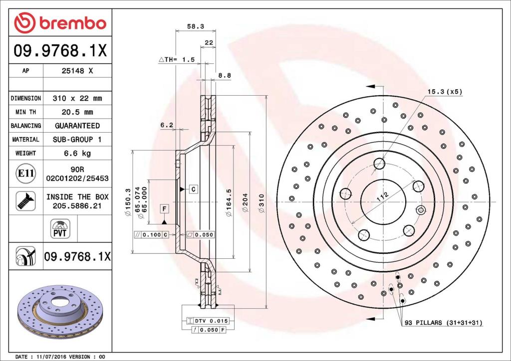 Disques de frein BREMBO ref. 09.9768.1X