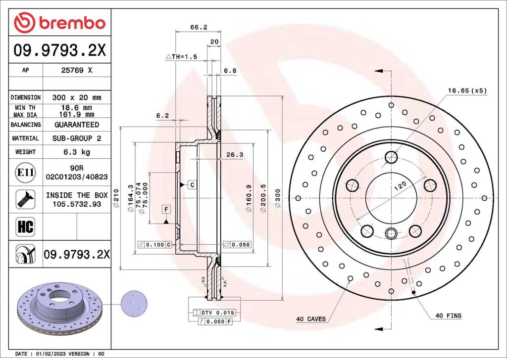 Disques de frein BREMBO ref. 09.9793.2X