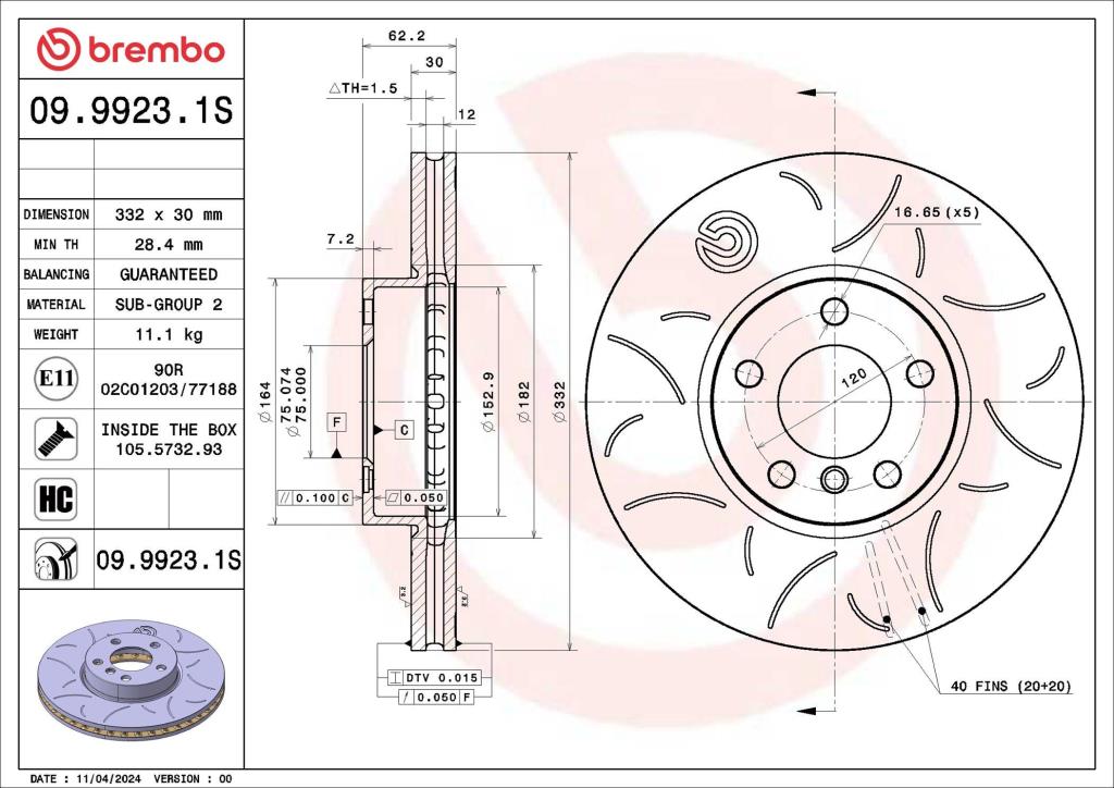 Disques de frein BREMBO 09.9923.1S