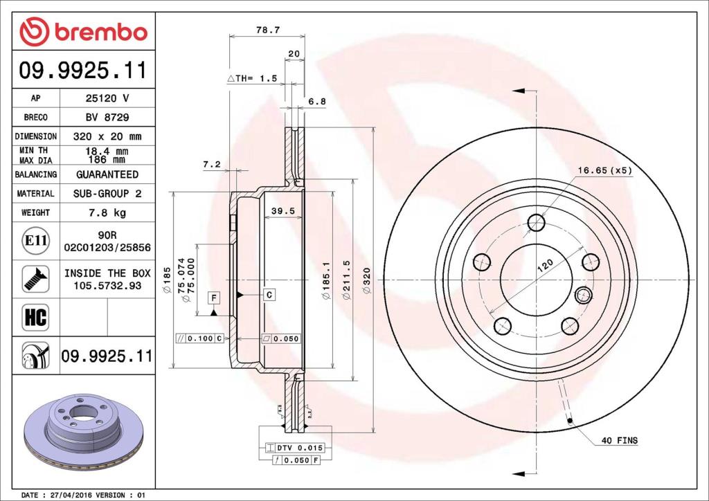 Discos de travão BREMBO 09.9925.11