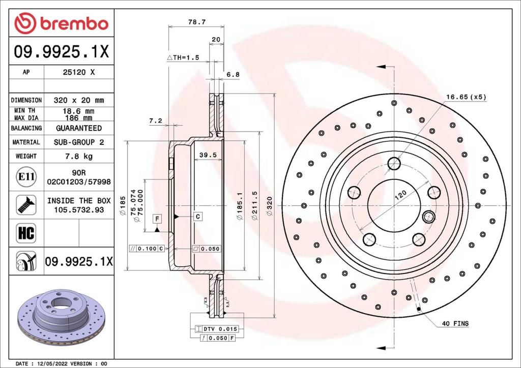 Disques de frein BREMBO ref. 09.9925.1X