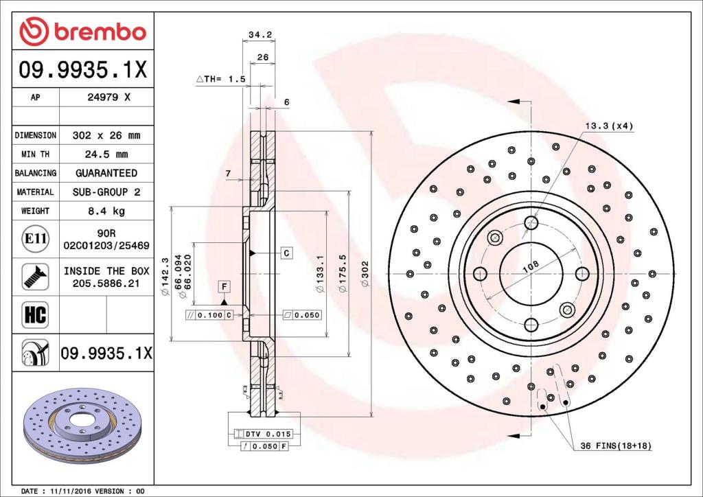 Disques de frein BREMBO ref. 09.9935.1X