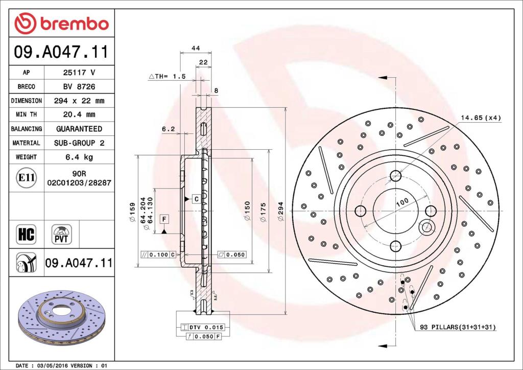 Discos de freno BREMBO ref. 09.A047.11