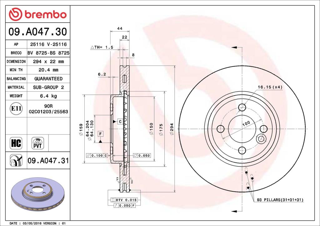 Discos de freno BREMBO ref. 09.A047.31