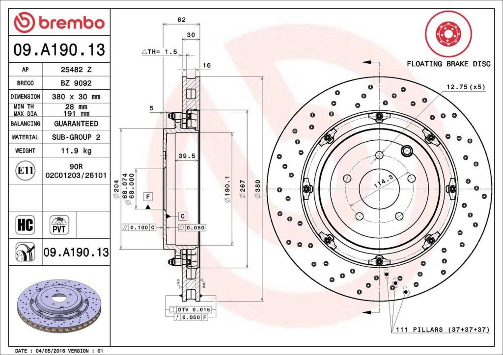 Discos de travão BREMBO 09.A190.13