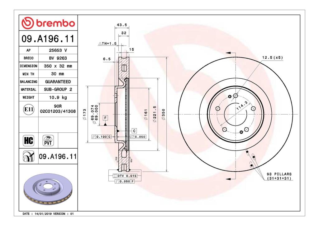 Discos de travão BREMBO ref. 09.A196.11