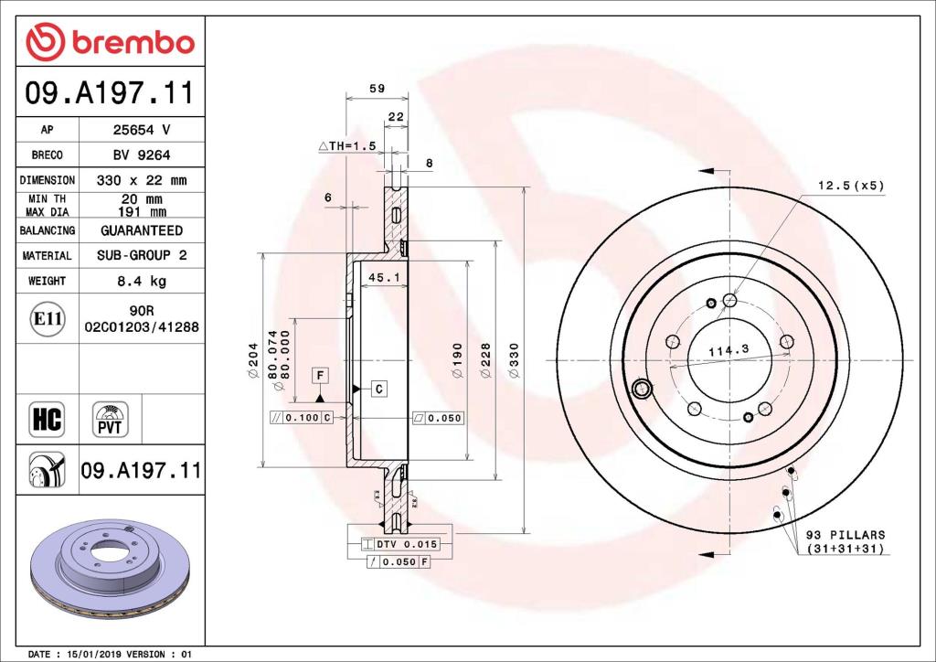 Discos de freno BREMBO ref. 09.A197.11
