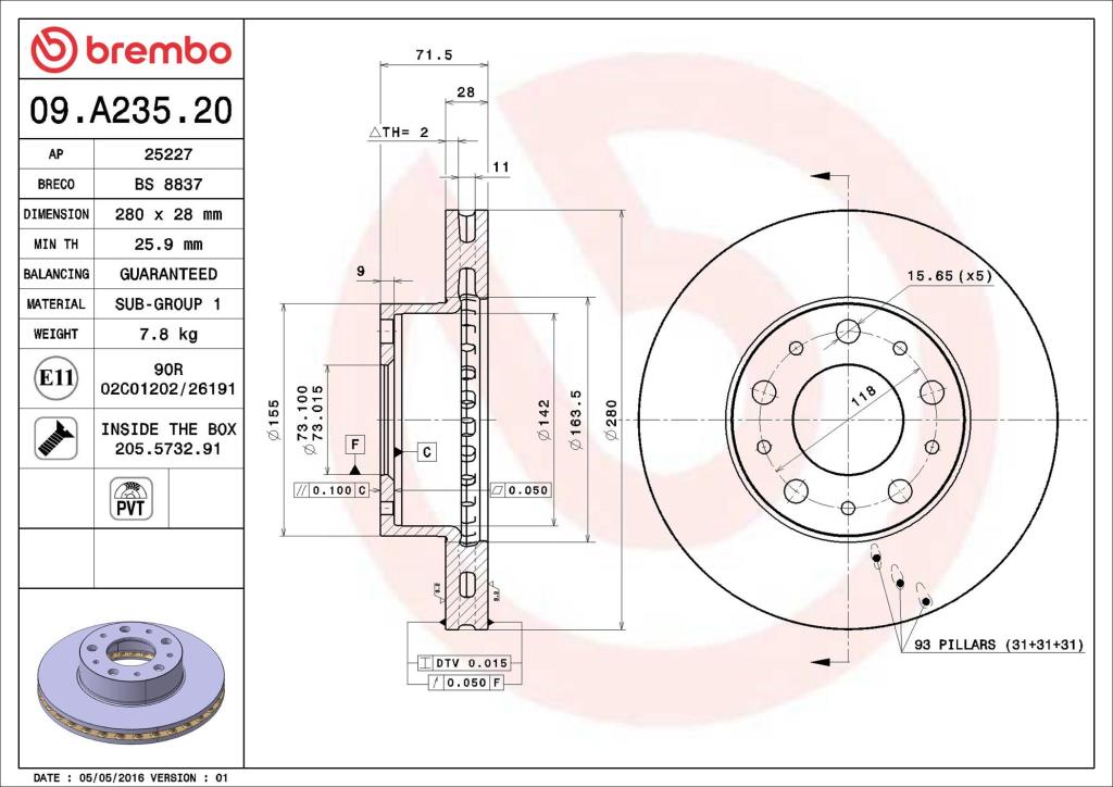 Discos de freno BREMBO ref. 09.A235.20