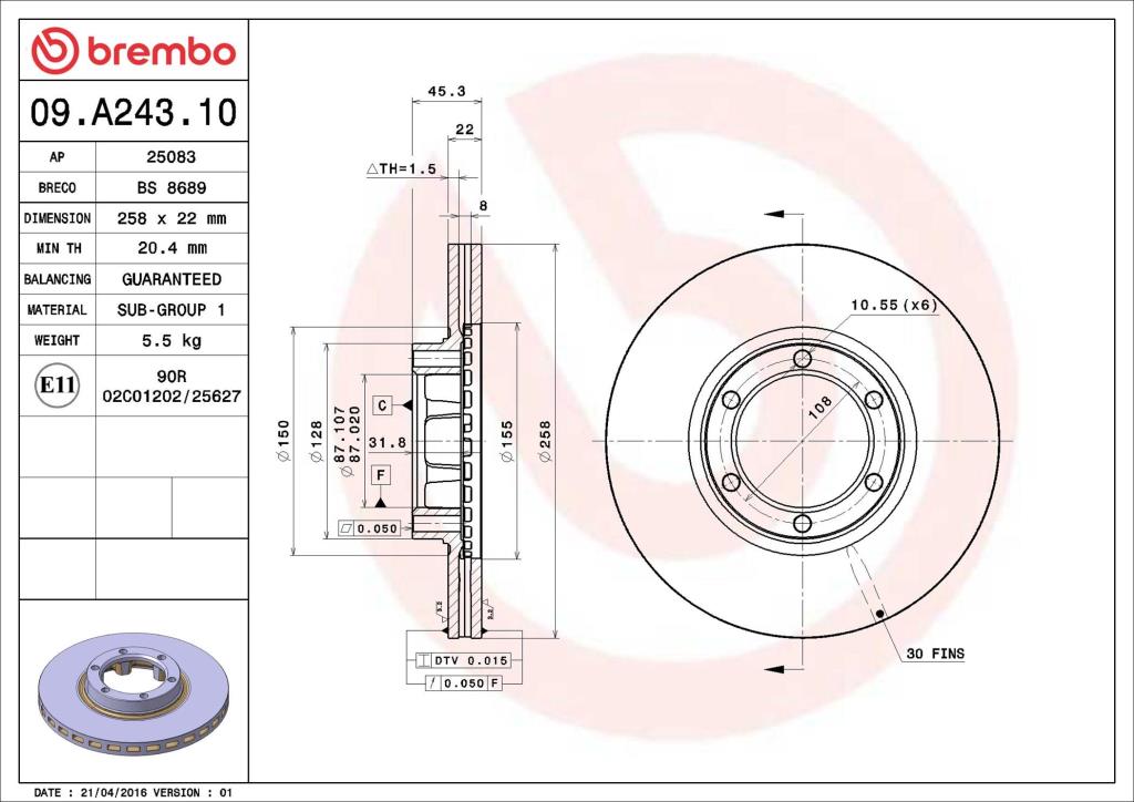 Discos de freno BREMBO ref. 09.A243.10
