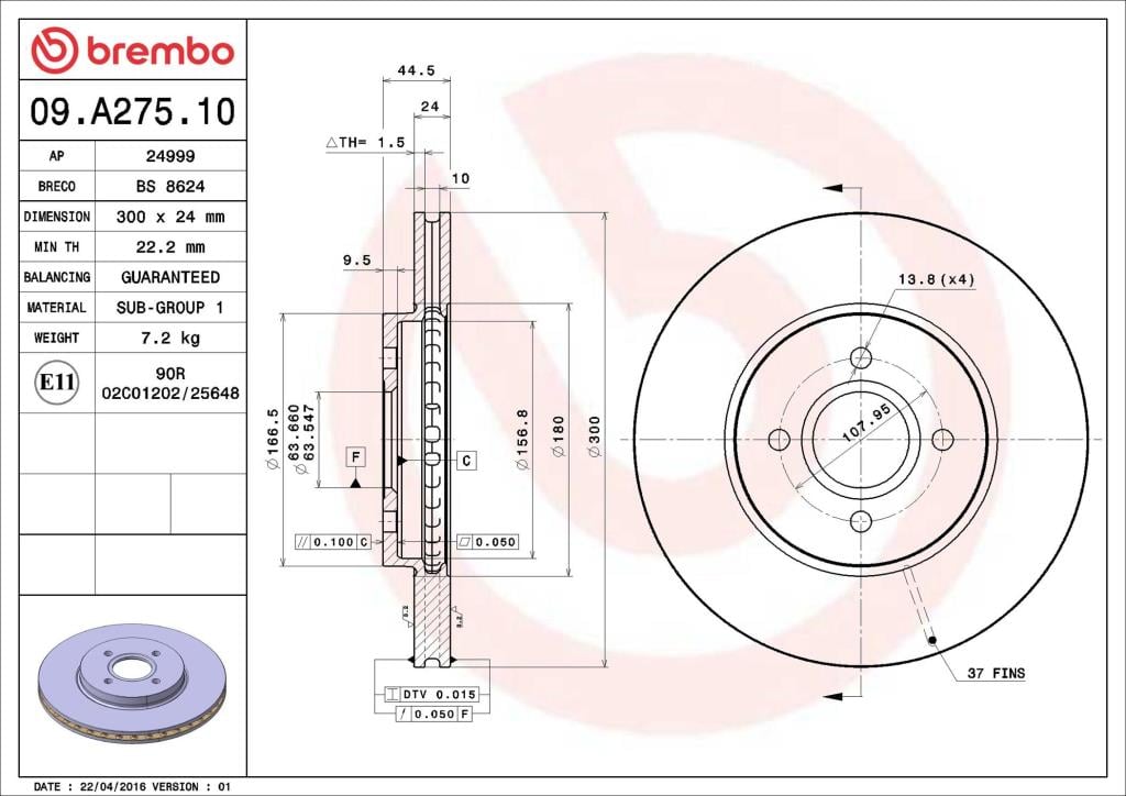 Discos de freno BREMBO ref. 09.A275.10