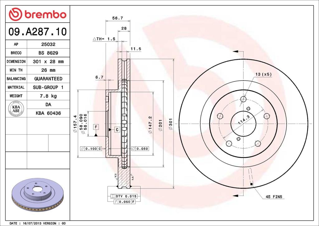 Discos de freno BREMBO ref. 09.A287.10