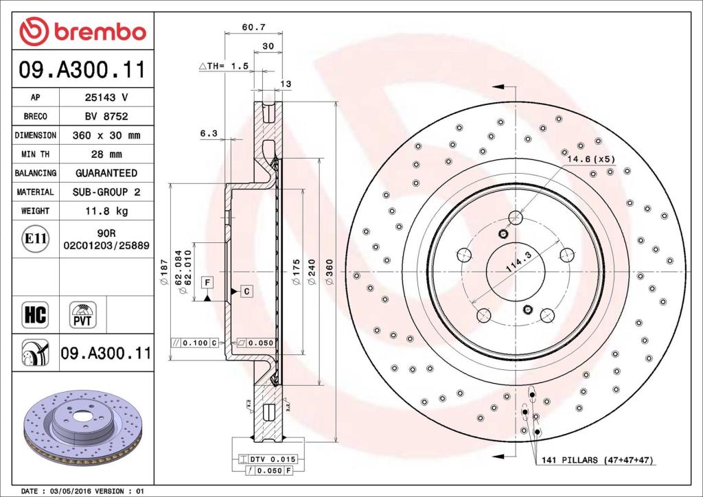 Disques de frein BREMBO 09.A300.11