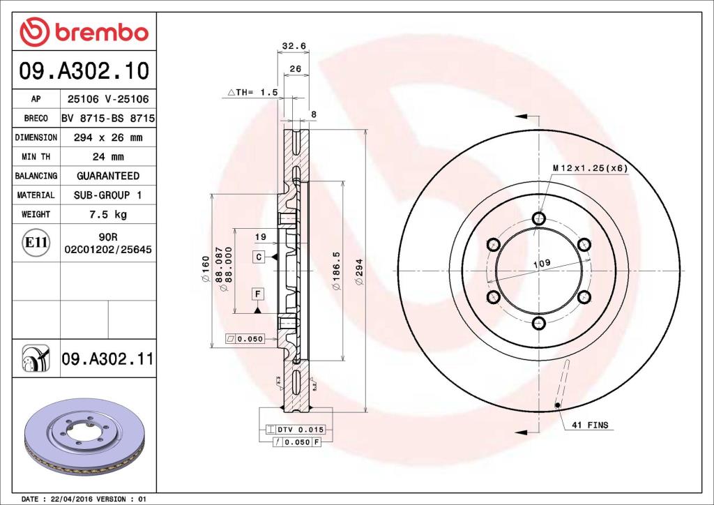Discos de freno BREMBO ref. 09.A302.11