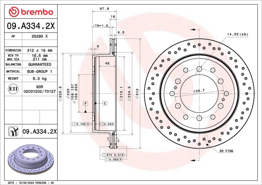 Discos de freno BREMBO ref. 09.A334.2X