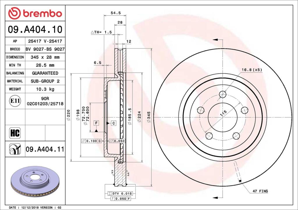 Discos de freno BREMBO ref. 09.A404.11