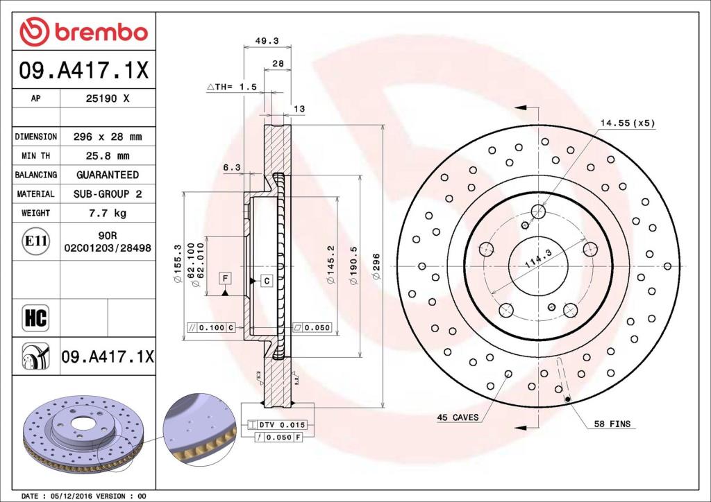 Discos de freno BREMBO ref. 09.A417.1X