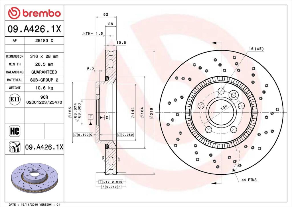 Discos de freno BREMBO ref. 09.A426.1X