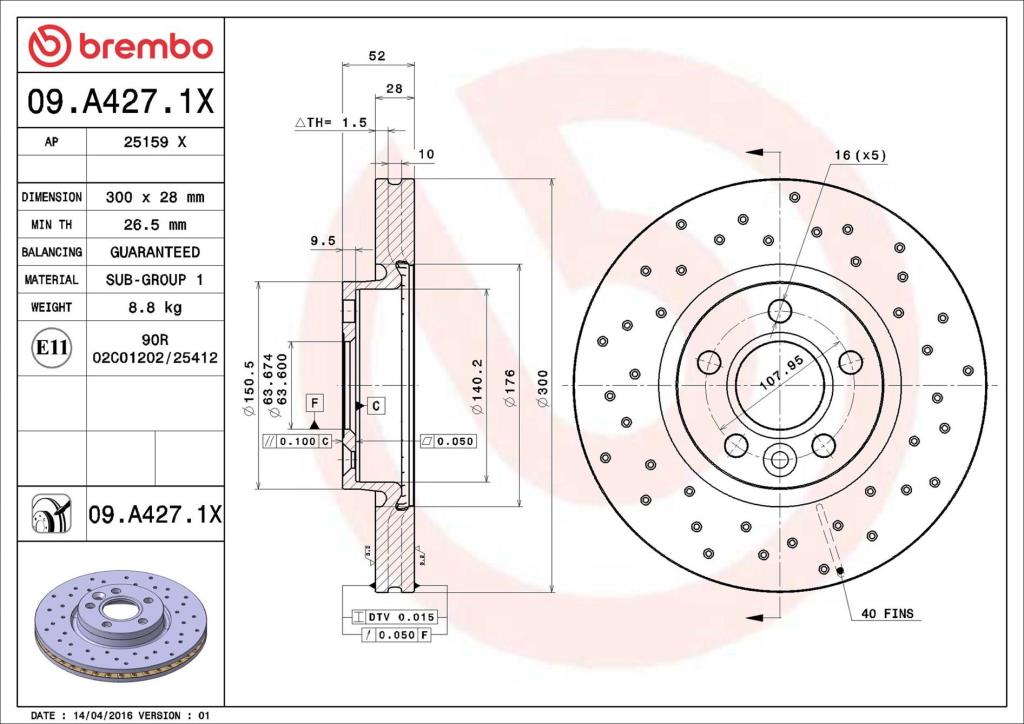 Discos de freno BREMBO ref. 09.A427.1X