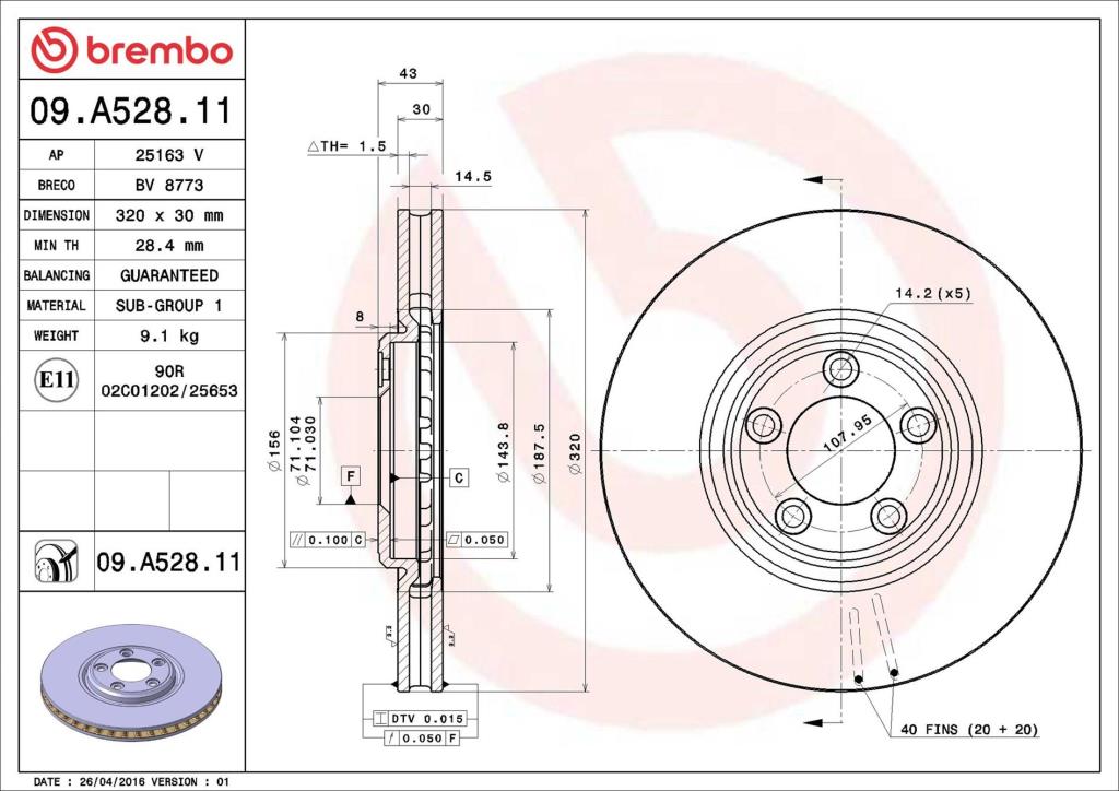 Discos de freno BREMBO ref. 09.A528.11