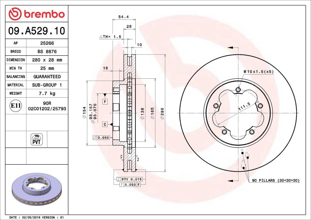 Disques de frein BREMBO 09.A529.10