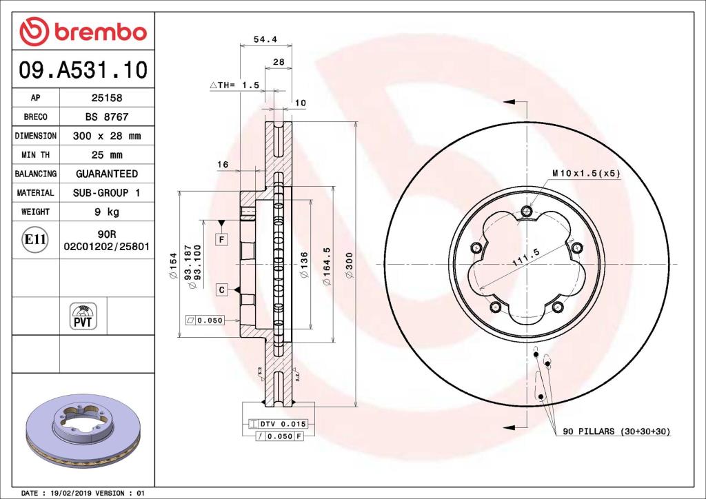 Discos de freno BREMBO ref. 09.A531.10