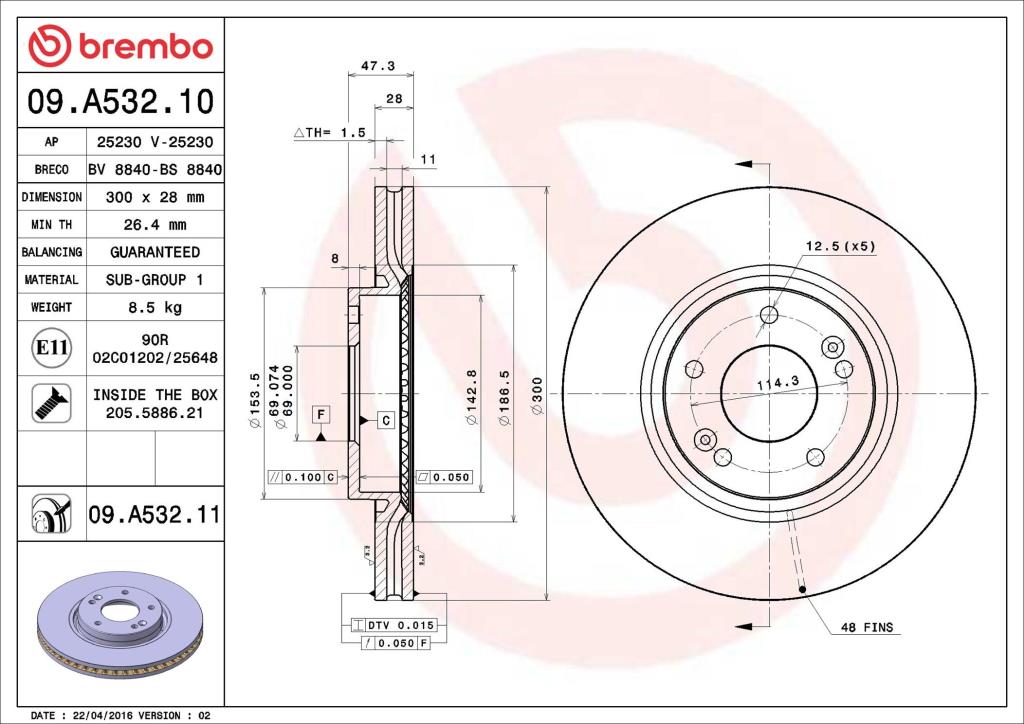 Discos de travão BREMBO ref. 09.A532.11